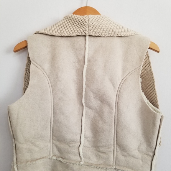 NWT Le Chateau Beige Faux Suede Sherpa Knit Vest Jacket Size Medium - Picture 4 of 7